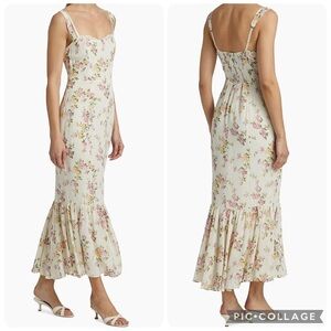 NWT Reformation Irisa Sweetheart Floral Lace Detail Midi Dress Size 8 Posy